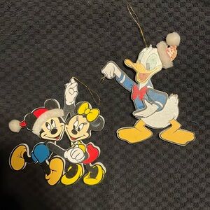 Disney 1985 wooden Mickey and Minnie Mouse ornament